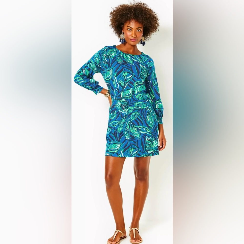 Lilly Pulitzer Elianna Dress in Shady Gators print. Small, worn once, EUC.